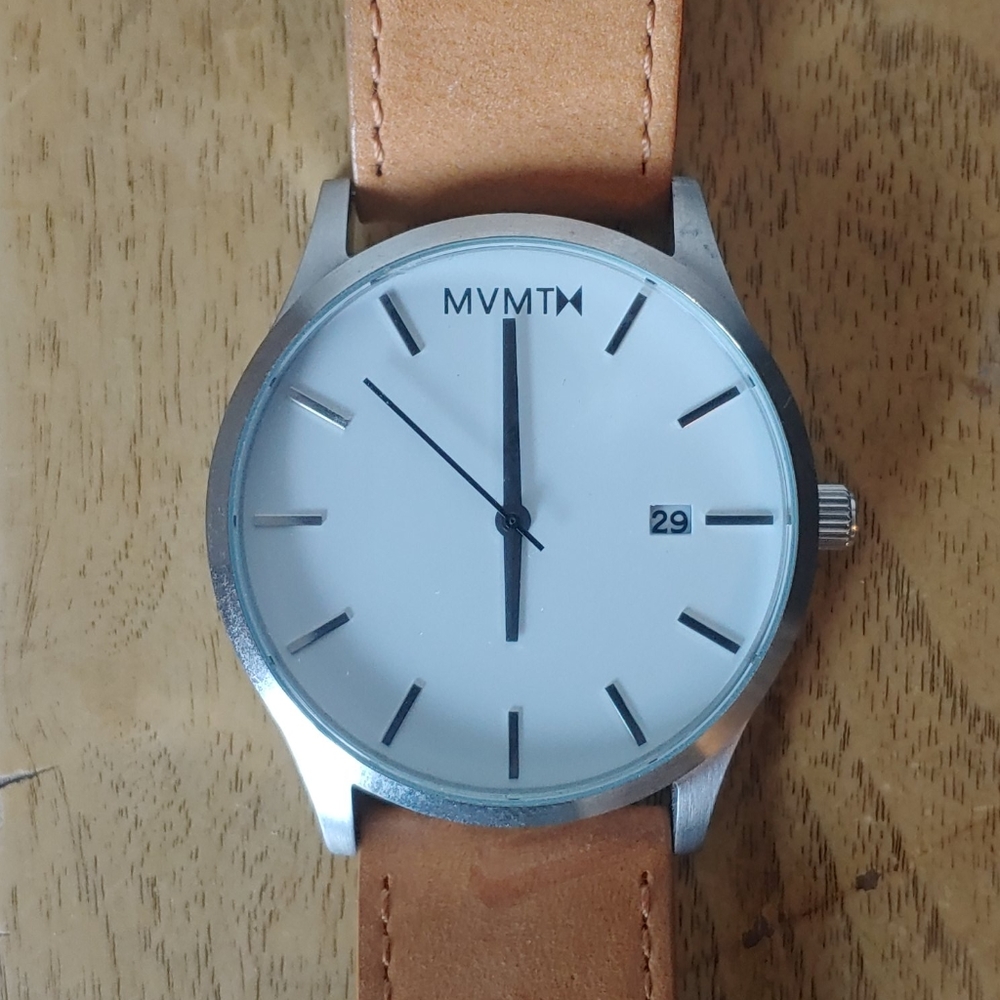 MVMT Watch - Leather Band White Face